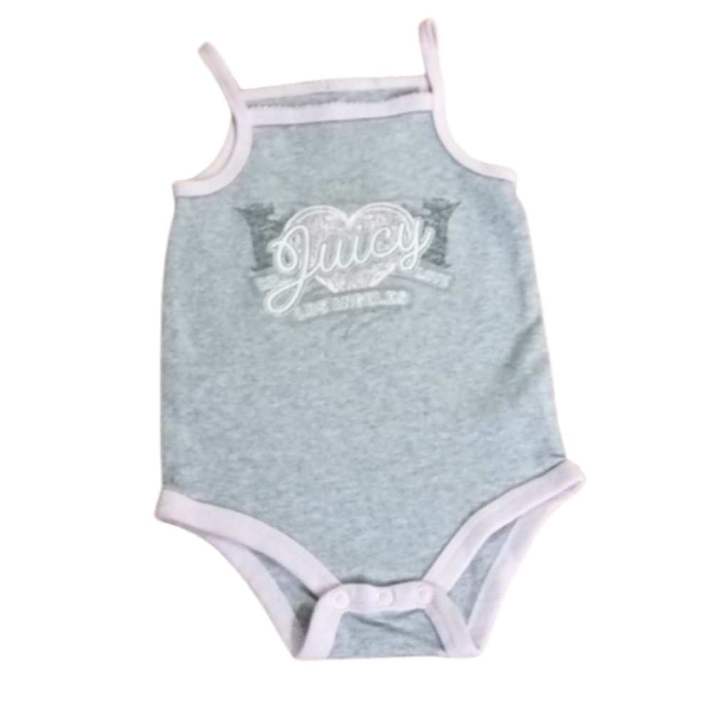 Juicy Couture Gray and Pink Baby Girl One Piece Body Suit